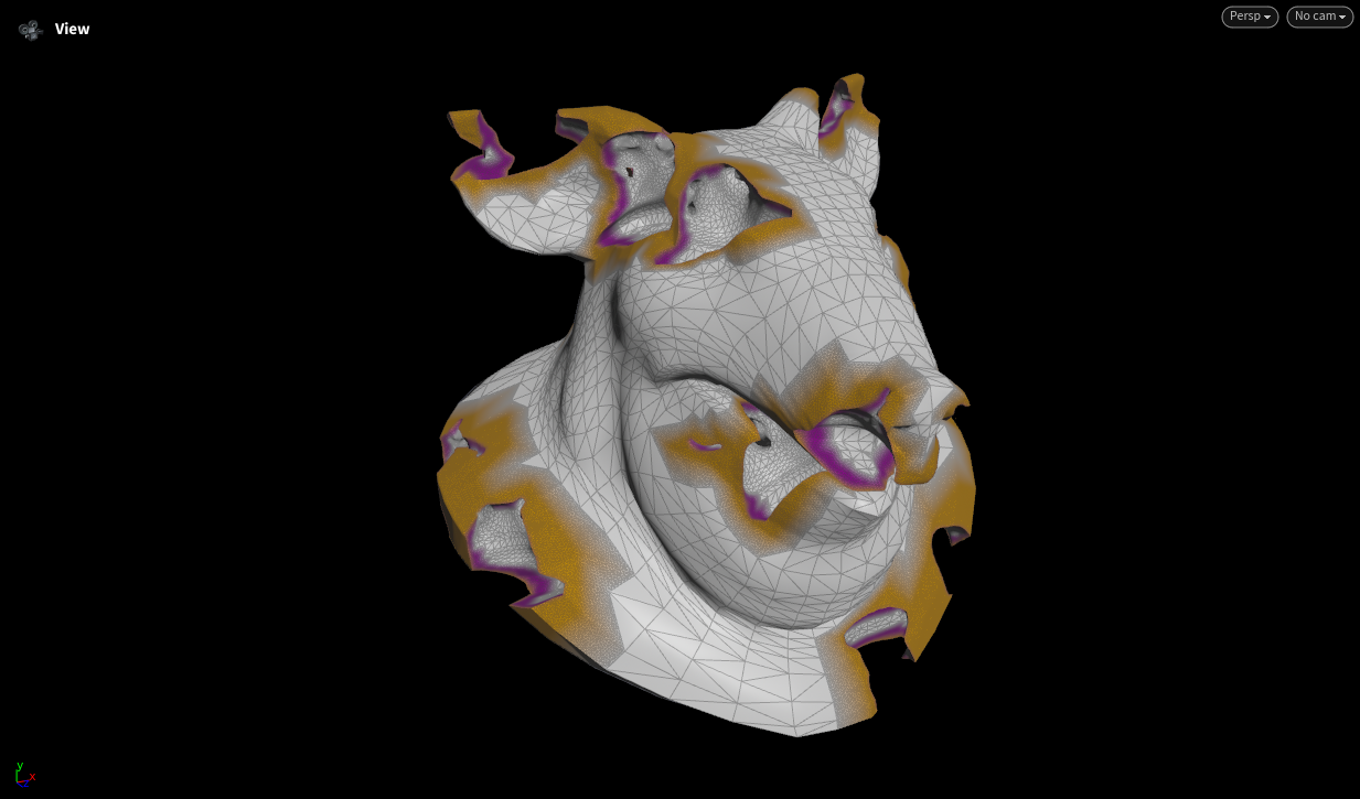 Remeshed region with smoothed fillet edge